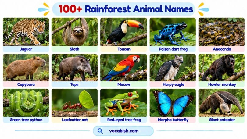 100+ Rainforest Animal Names with Pictures and Facts