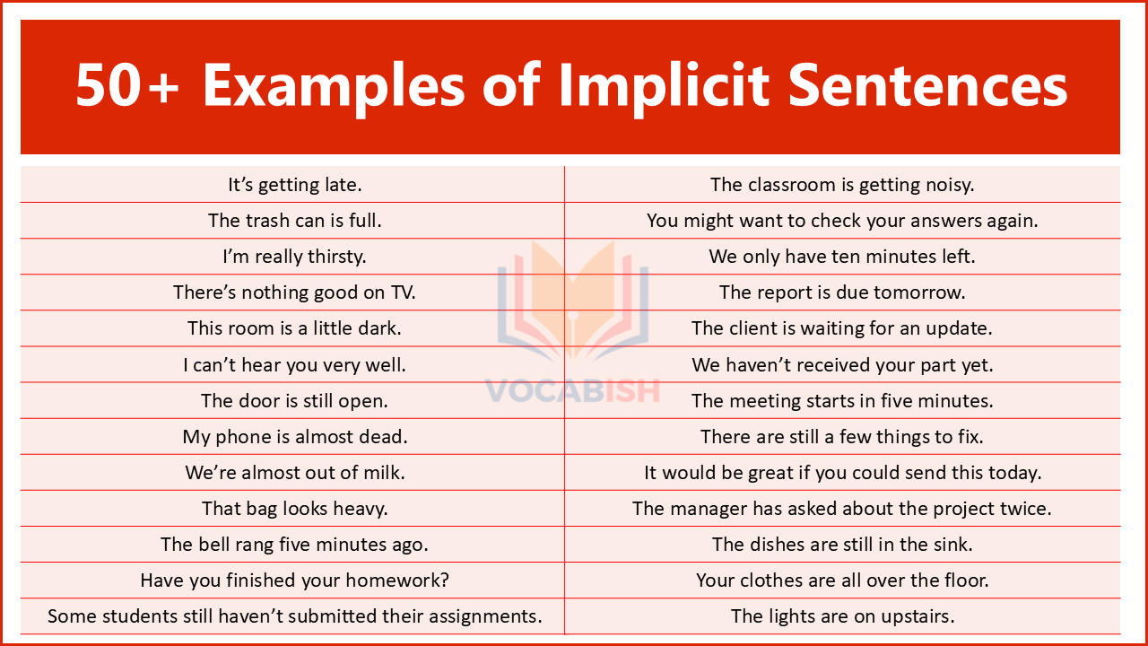 50+ Examples of Implicit Sentences