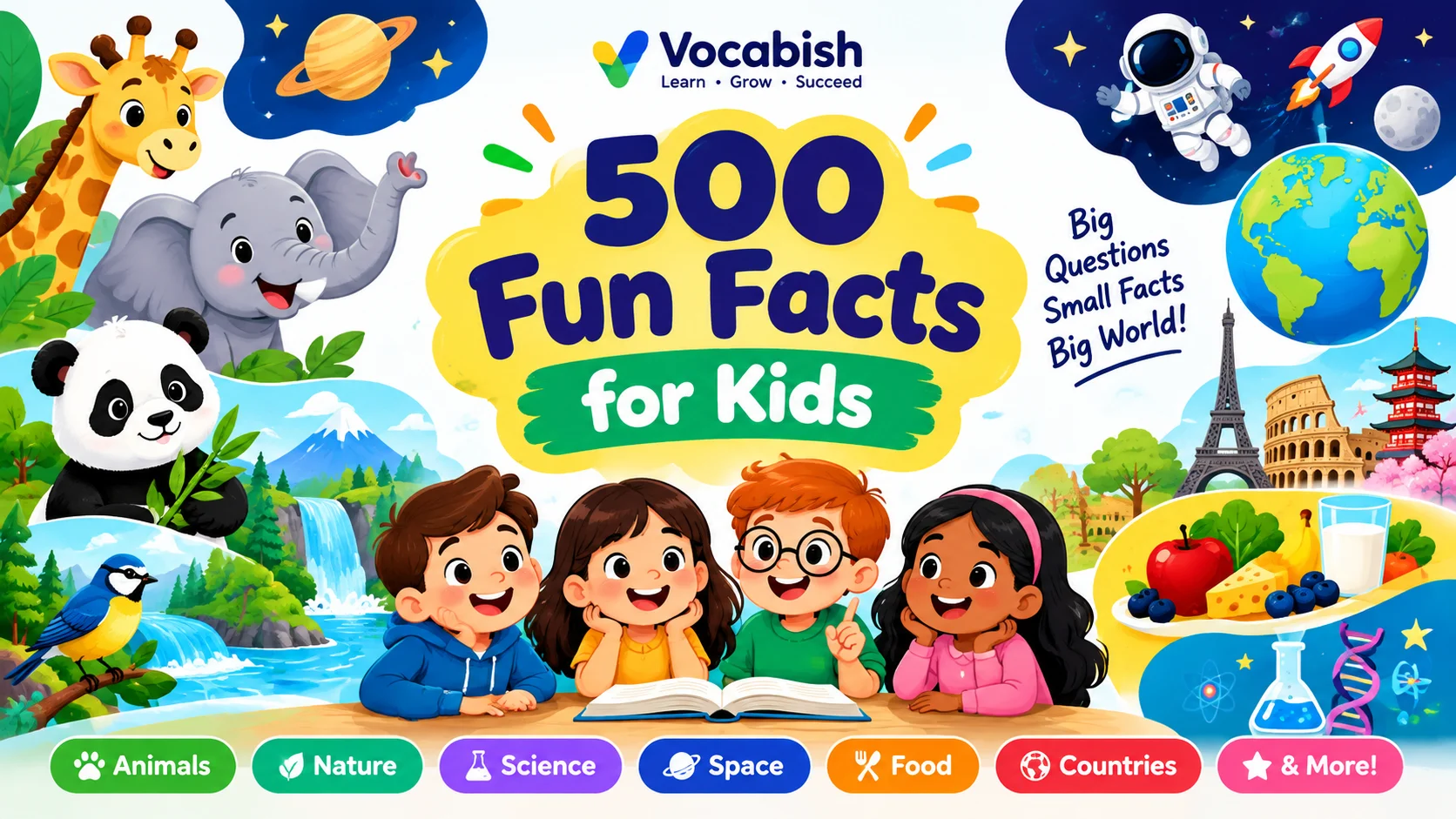 500 Fun Facts for Kids About Home, Nature, Animals, Space, and Many More.