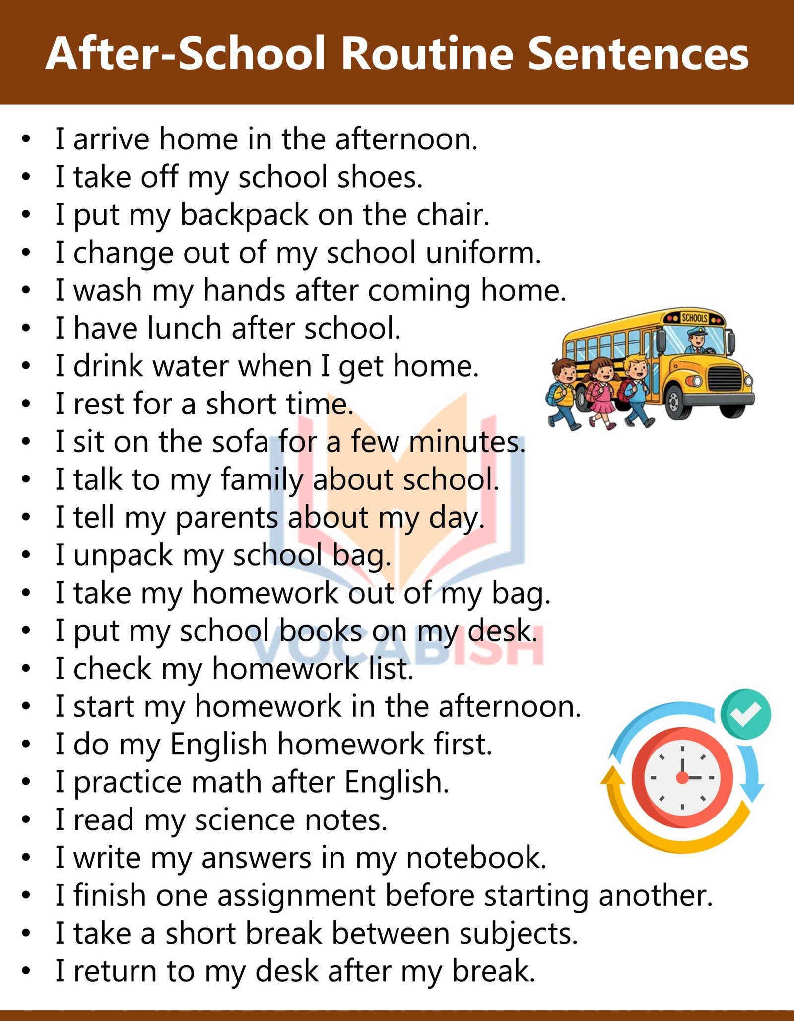 200 Daily Routine Sentences in English for Kids and Students