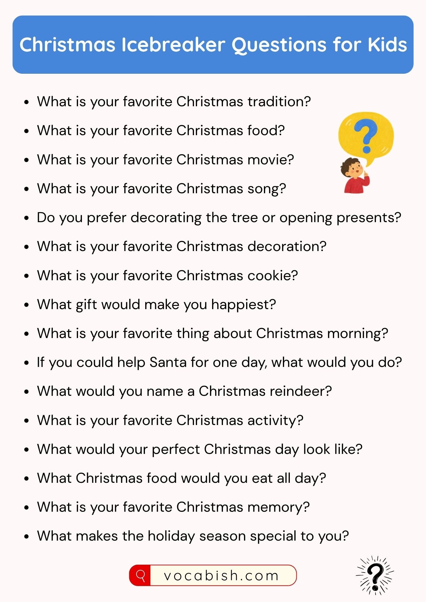 Christmas Icebreaker Questions for Kids