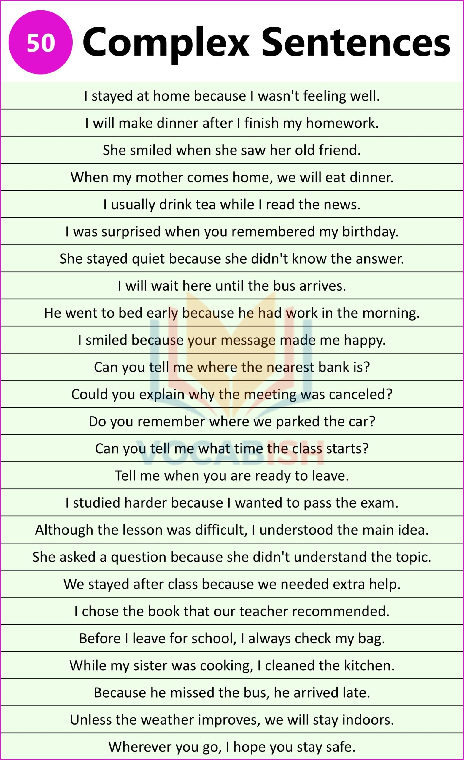 Complex and Compound Complex Sentences Examples