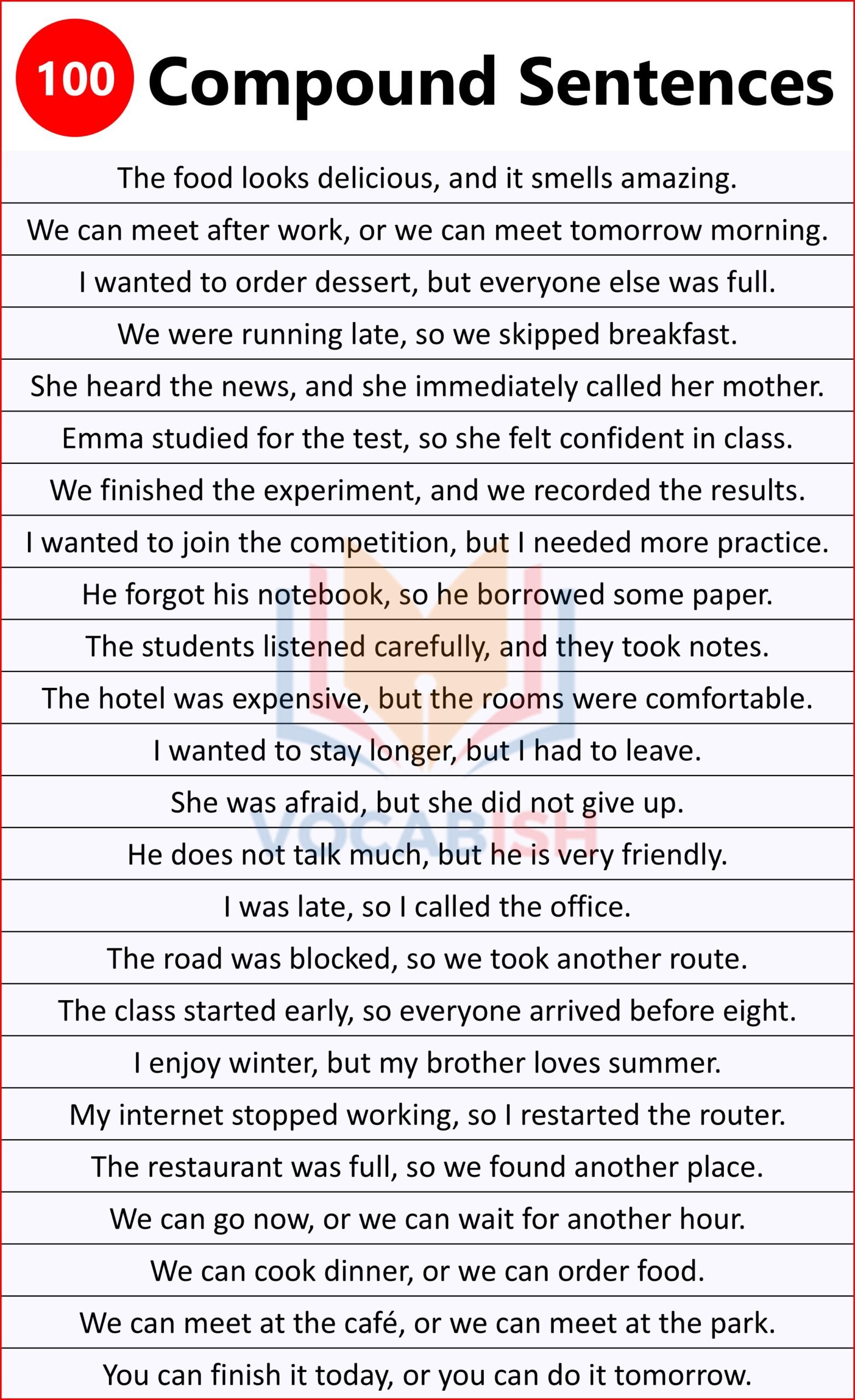 Compound Sentences Examples in English