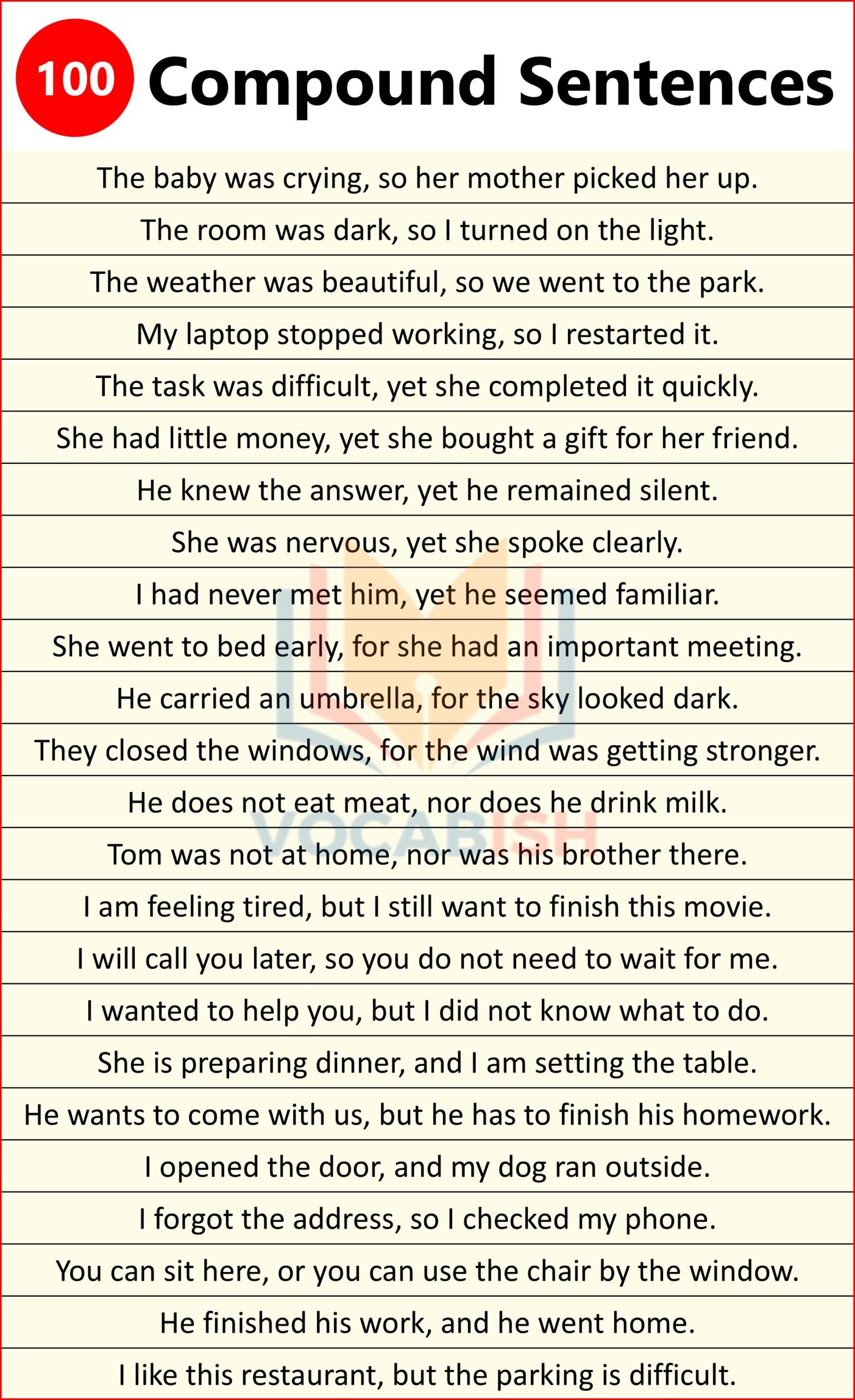 Compound Sentences Examples in Sentences