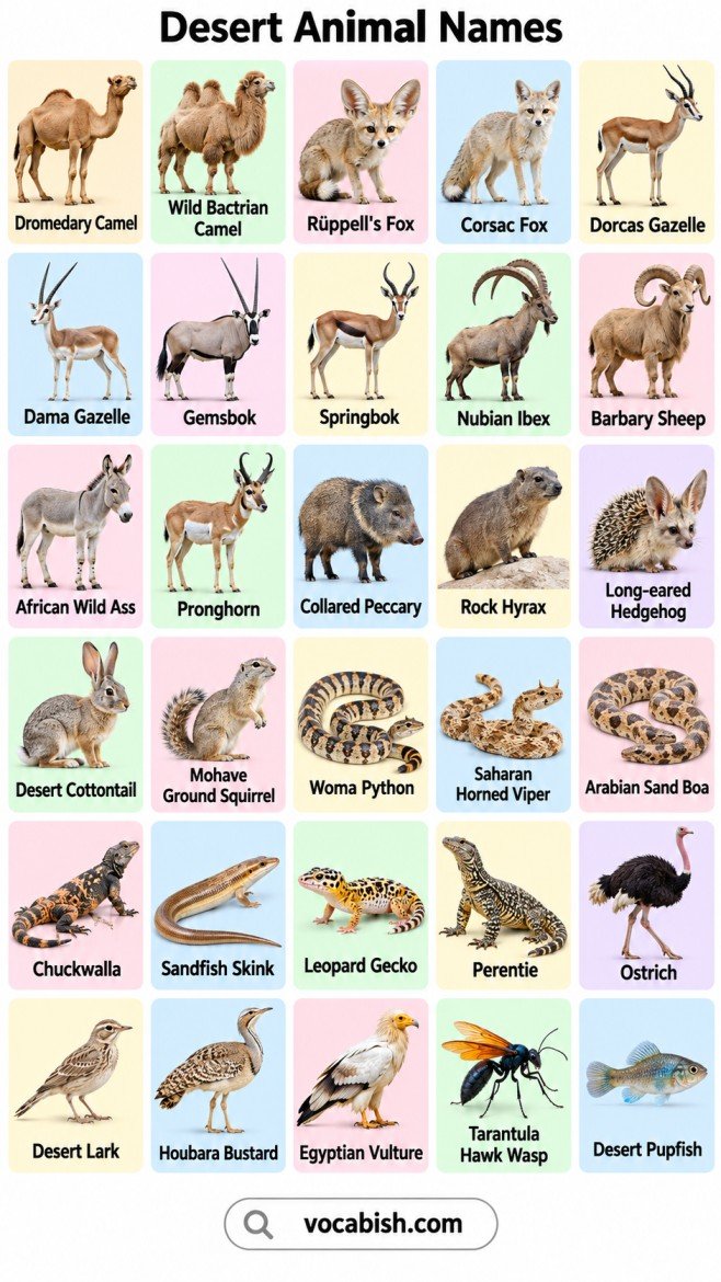 150+ Desert Animal Names in English with Pictures