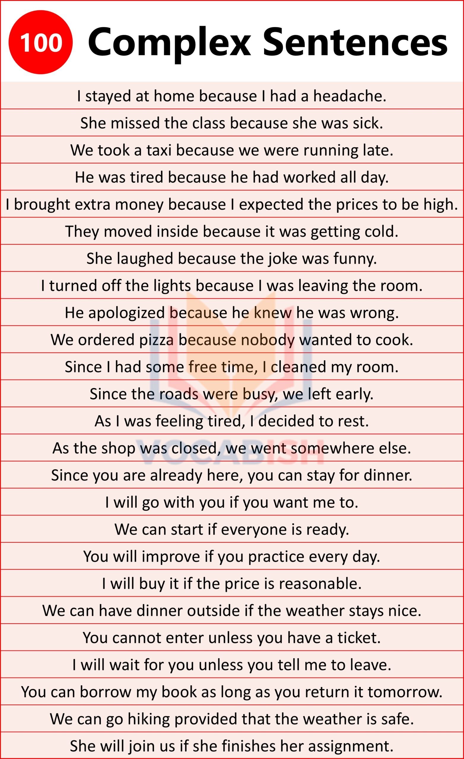 Examples Sentences of Complex Sentence