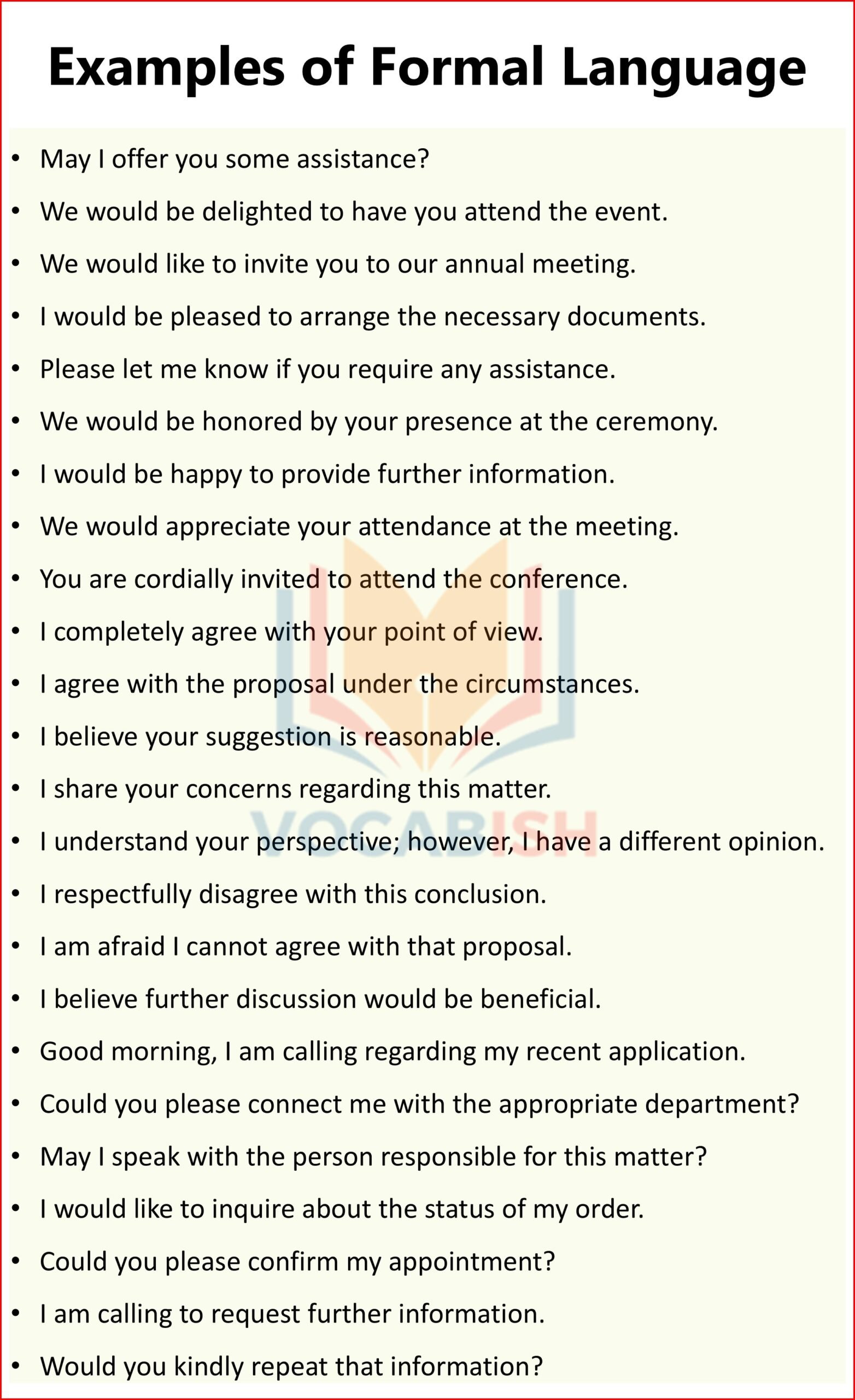 Examples Sentences of Formal Language