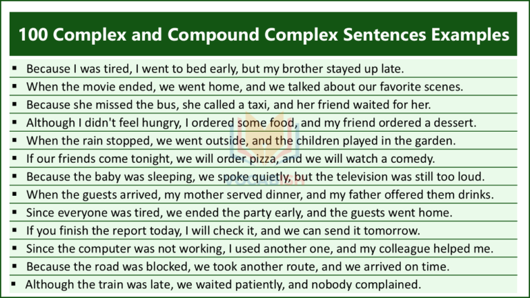 Examples of Complex and Compound Complex Sentences