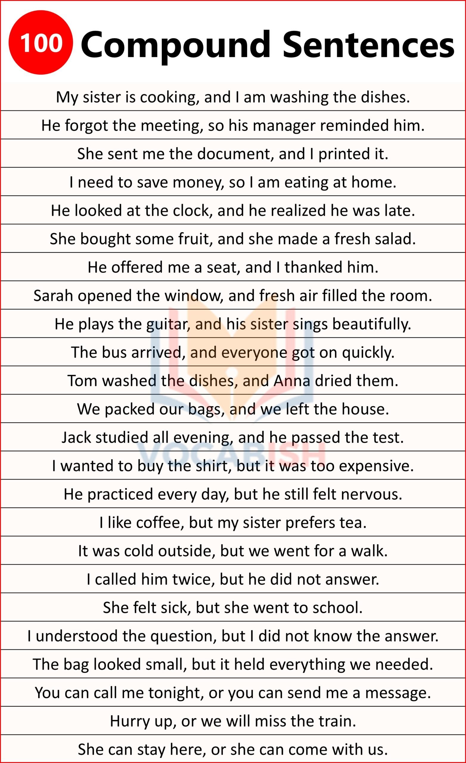 Examples of Compound Sentences in English