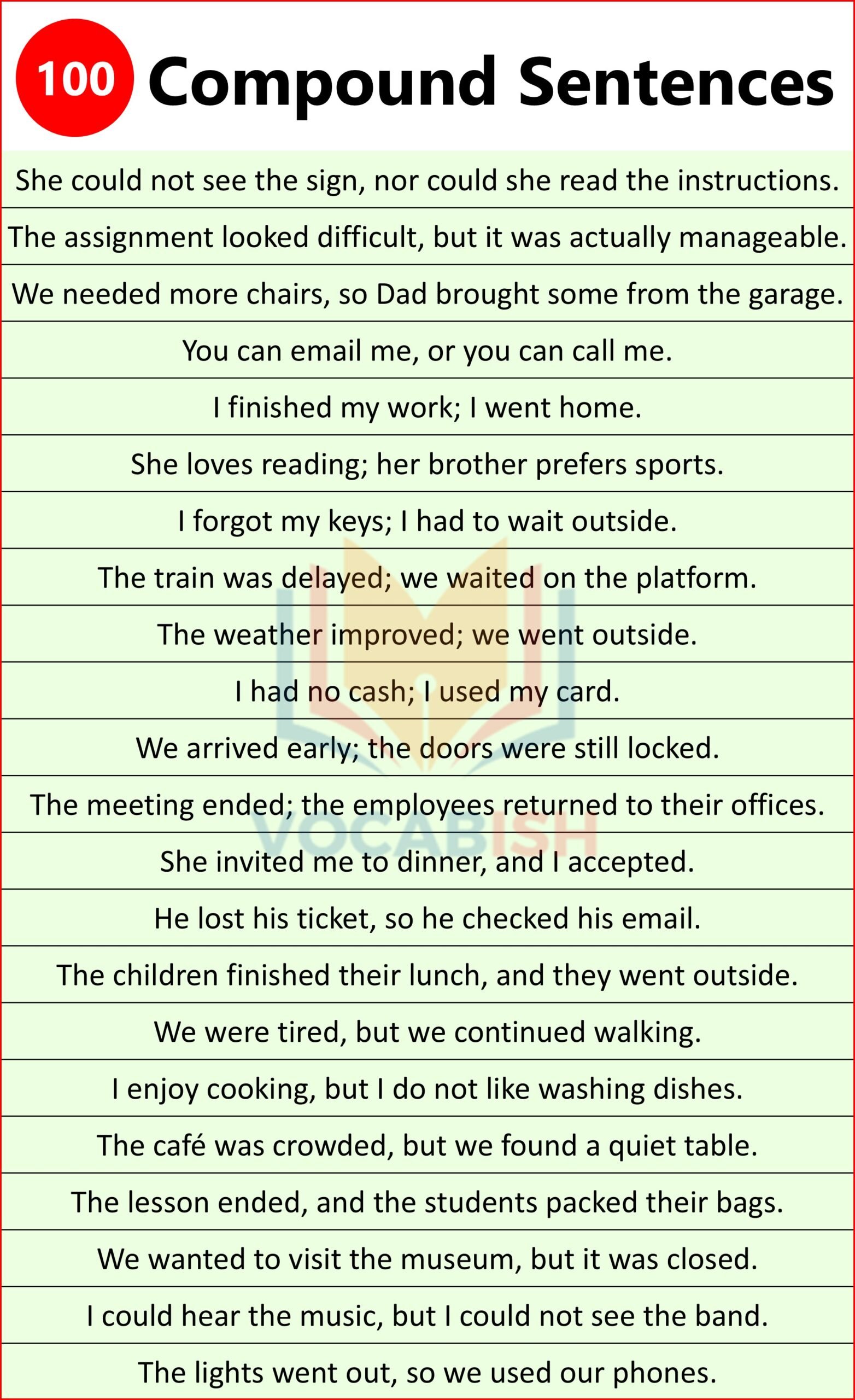 Examples of Compound Sentences with Pictures