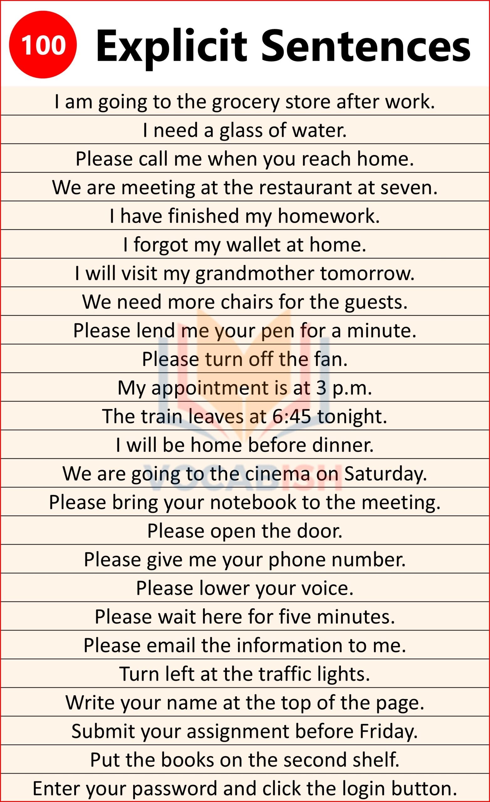 Examples of Explicit Sentences