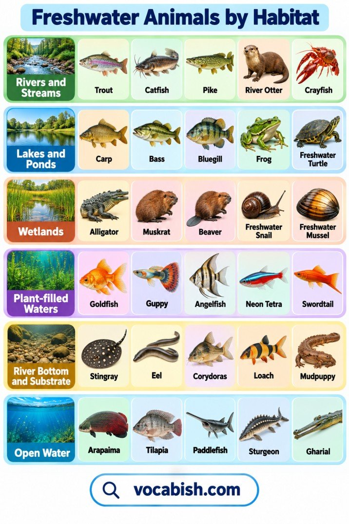 250+ Freshwater Animal Names in English with Pictures