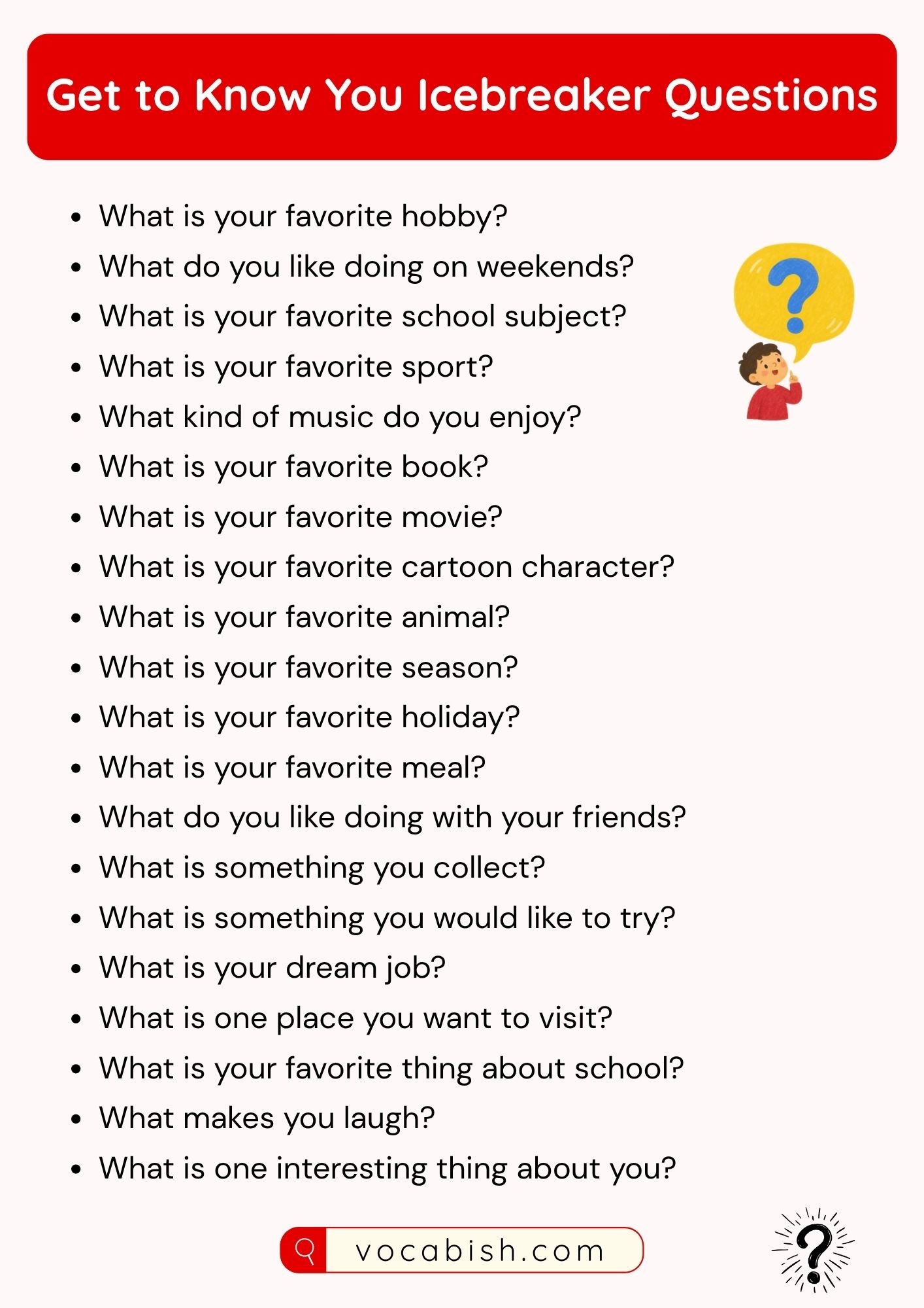 Get to Know You Icebreaker Questions for Kids