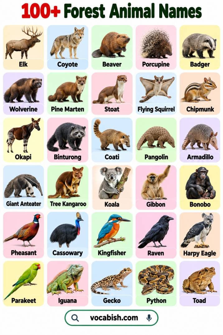 100+ Forest Animal Names with Facts, Pictures, and Types