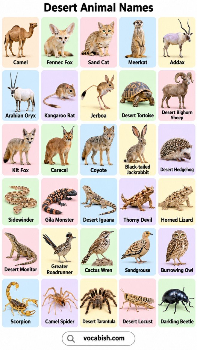 150+ Desert Animal Names in English with Pictures