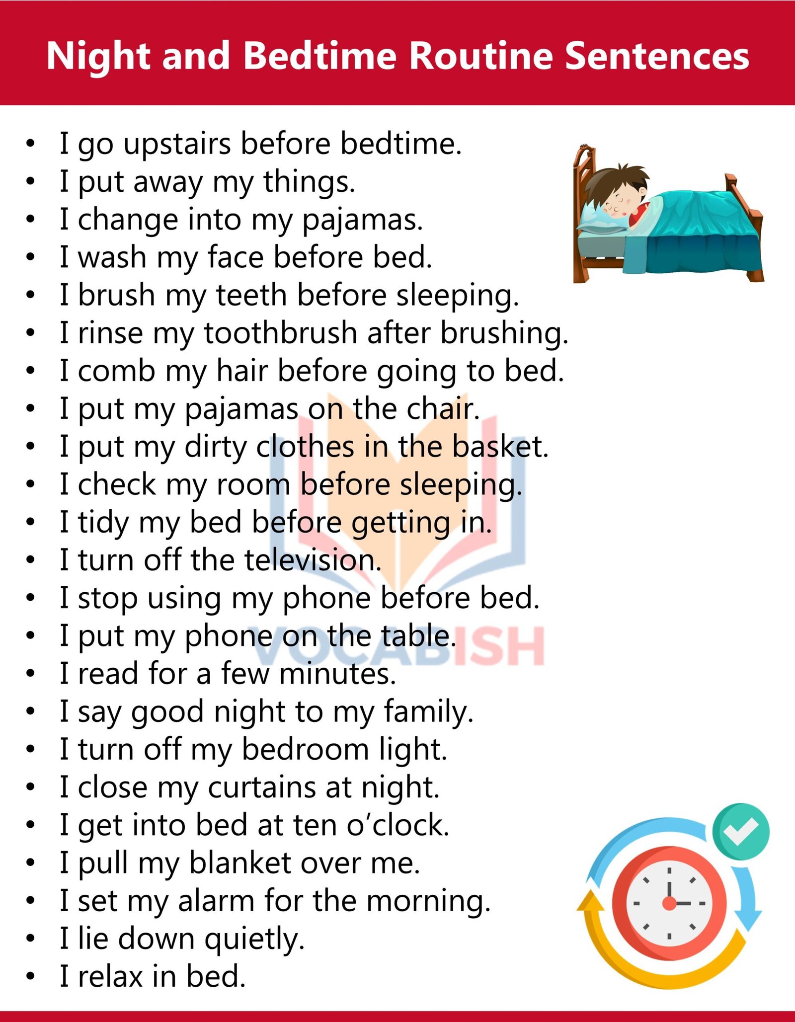 200 Daily Routine Sentences in English for Kids and Students