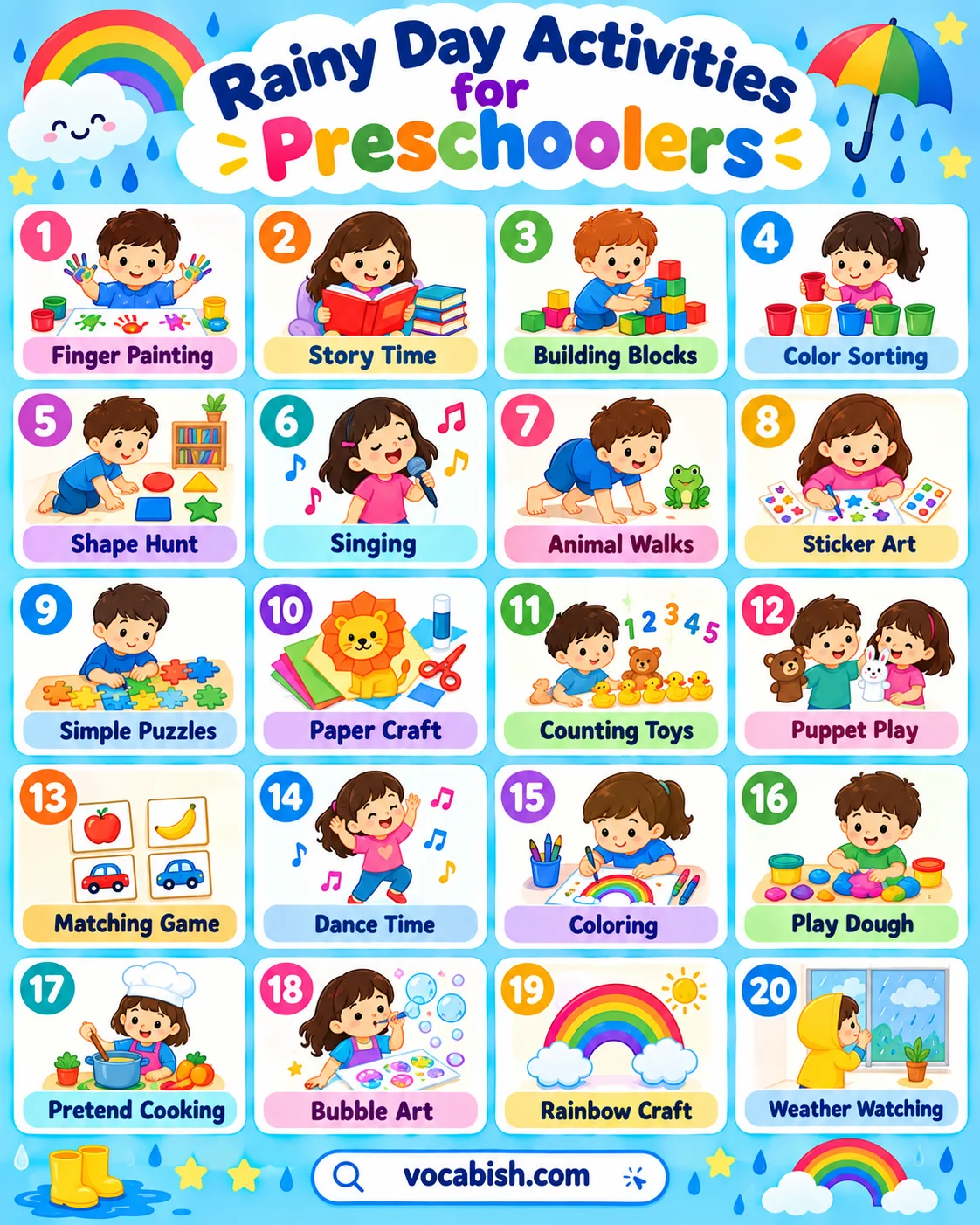 Rainy Day Preschool Activities Poster