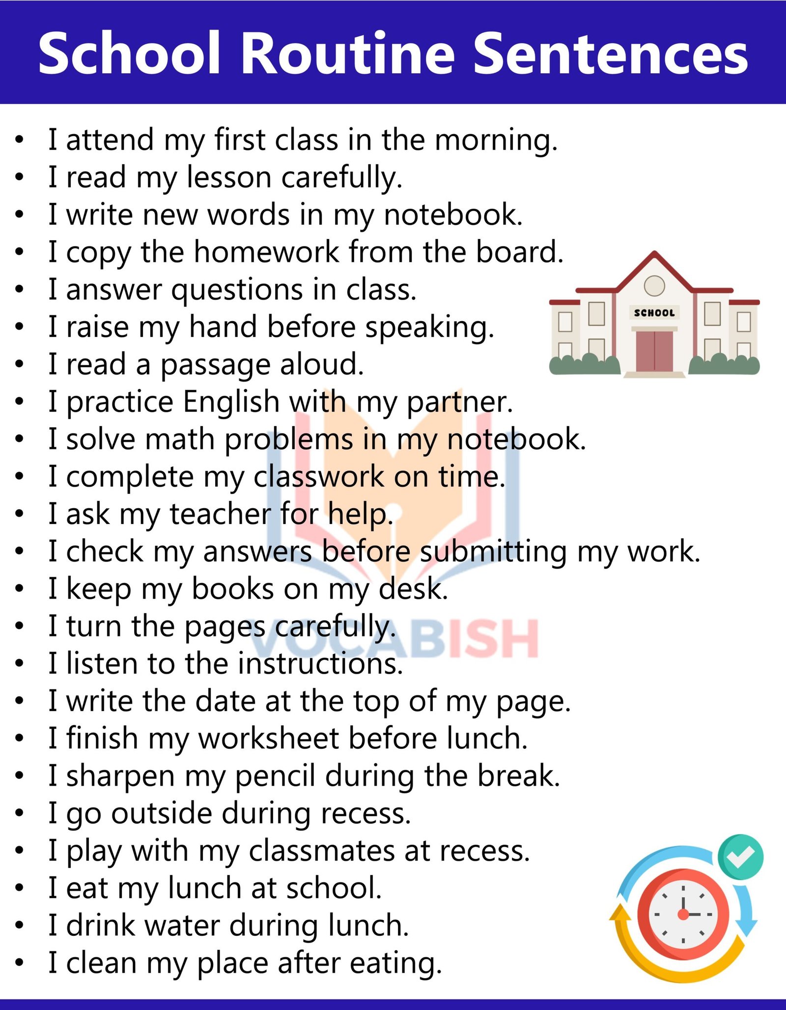 200 Daily Routine Sentences in English for Kids and Students