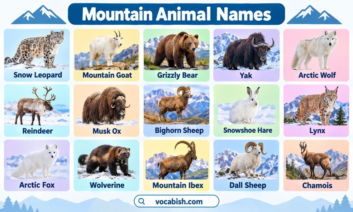 70+ Mountain Animal Names in English with Pictures