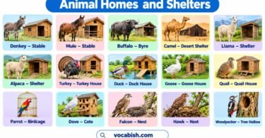 Animal Homes and Shelters Name in English with Pictures