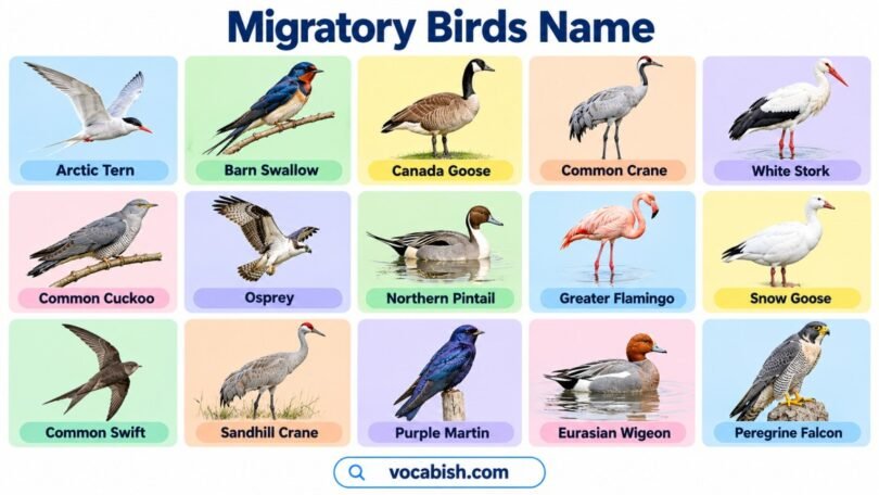 Migratory Birds Names in English: Types, Facts, and Pictures