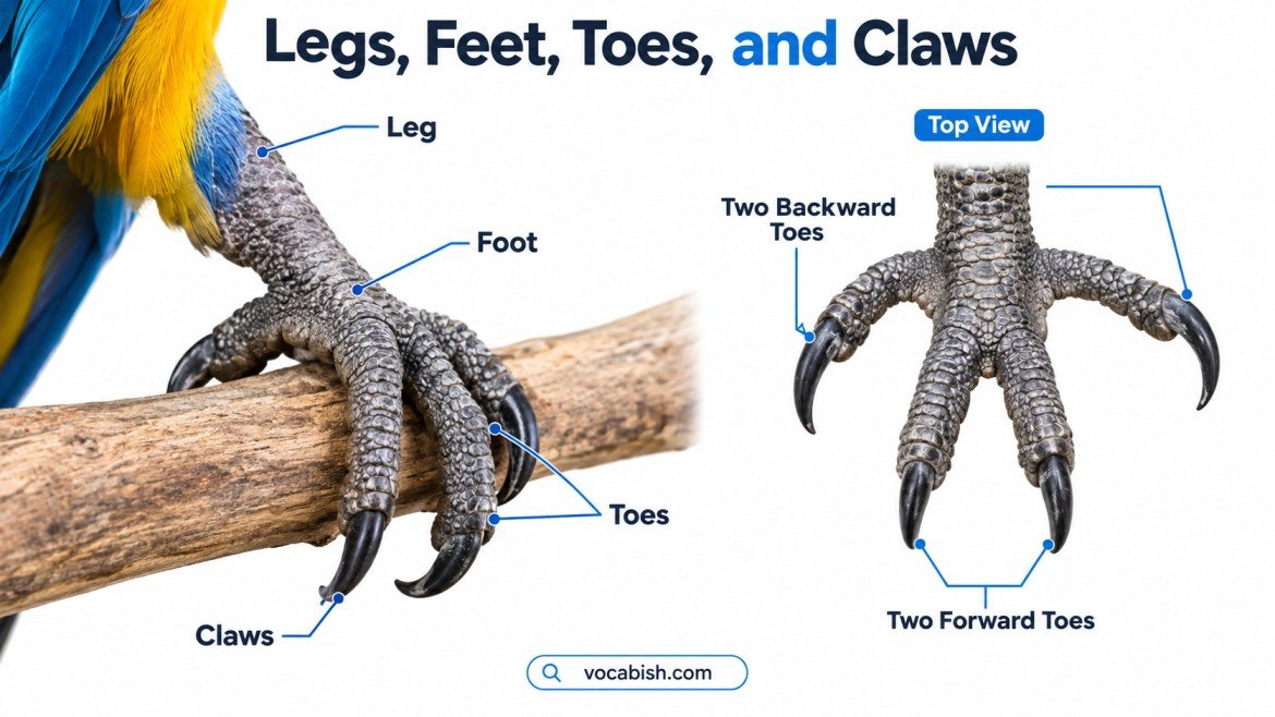 Parrot Foot Anatomy Labelled Diagram