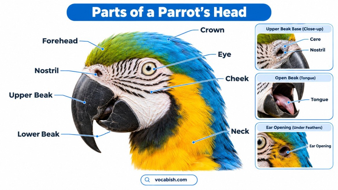 Parrot Head Anatomy Labelled Diagram