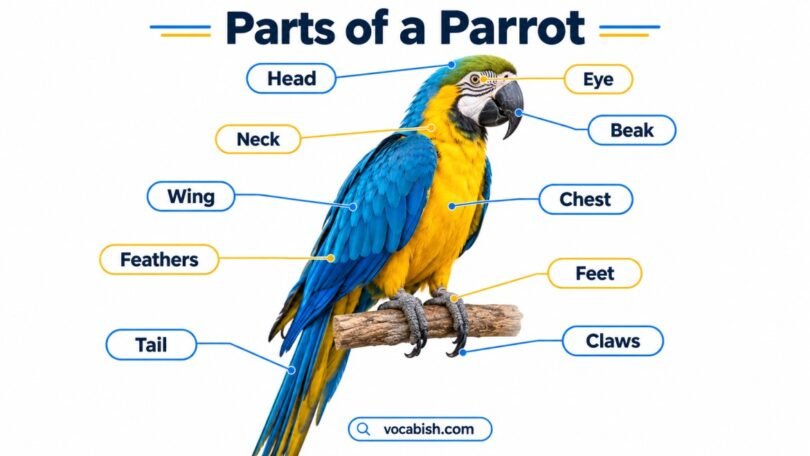 Parts of a Parrot with Their Pictures