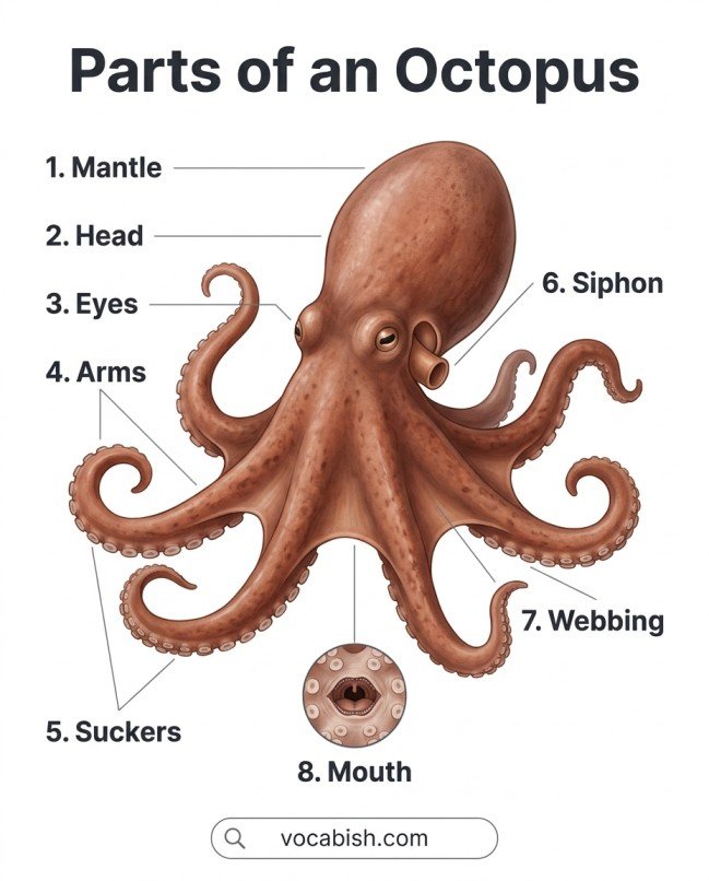Parts of an Octopus: Names, Diagram, and Functions