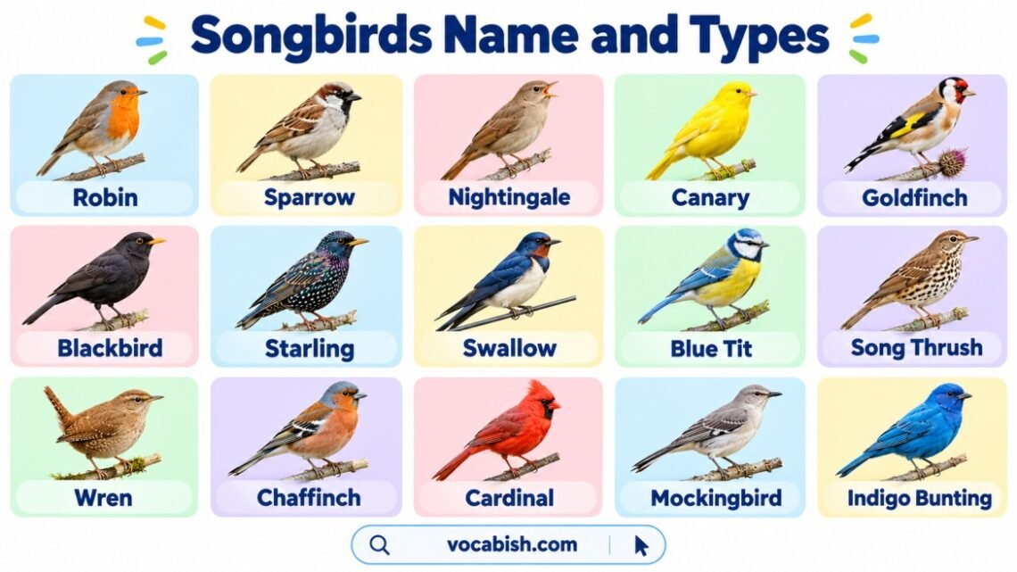 Songbirds Names in English with Pictures and Types
