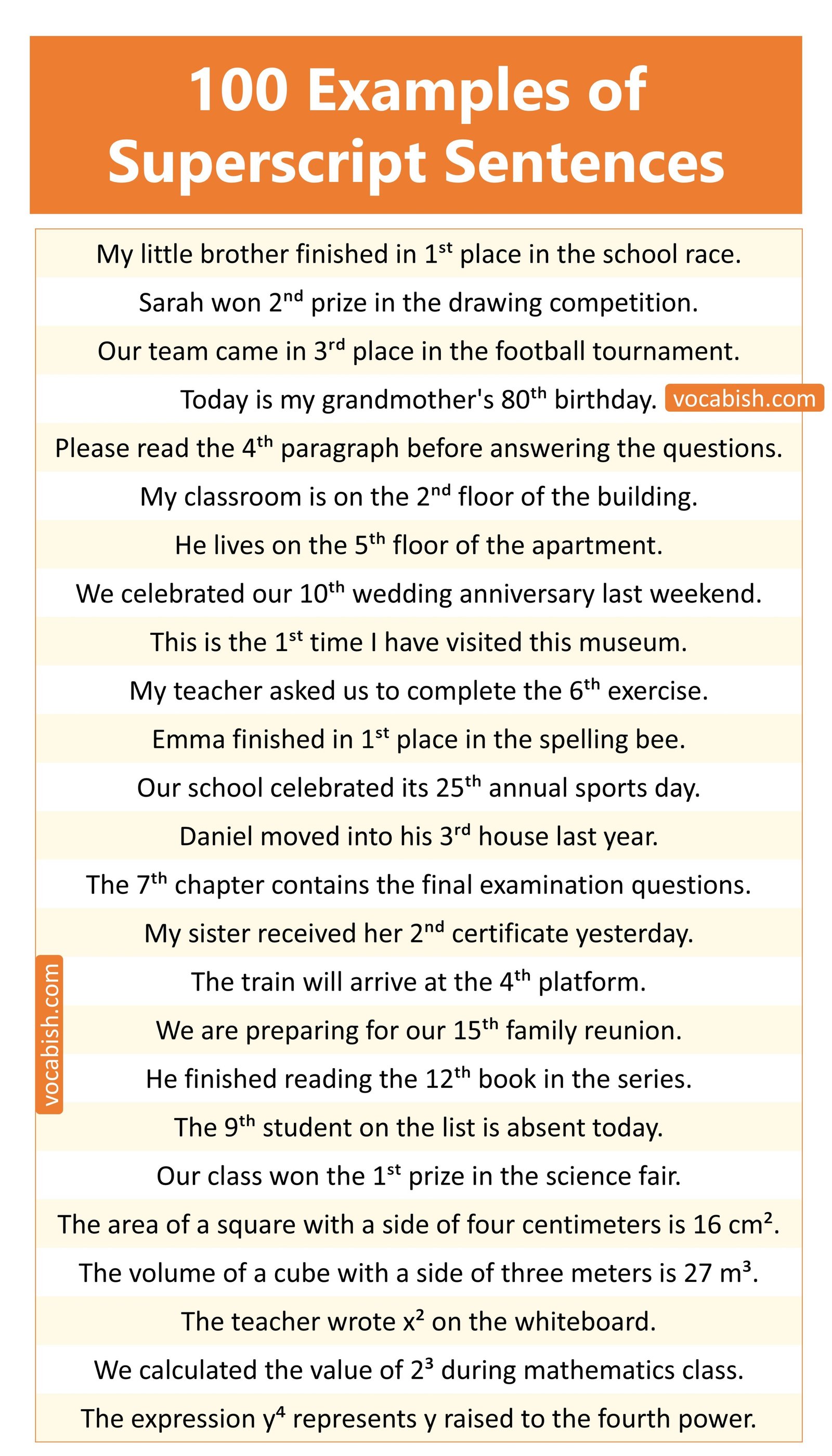 Superscript Sentence Examples
