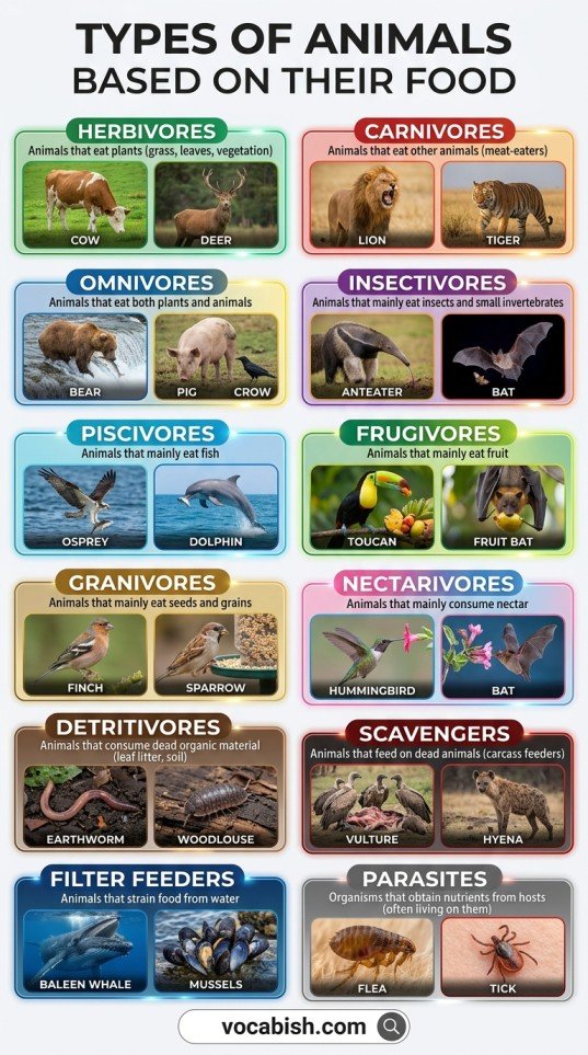 Animals and Their Food: Names, Types, and Examples
